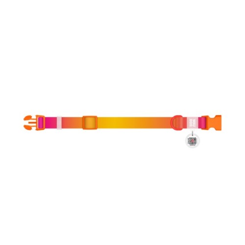 Нашийник для тварин WAUDOG Nylon Recycled з QR паспортом, градієнт, L помаранчевий (47024)