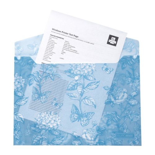 Папка - конверт Buromax А4 на кнопці, GLADE ARABESKI, напівпрозора, синьо-сіра (BM.3943-95)