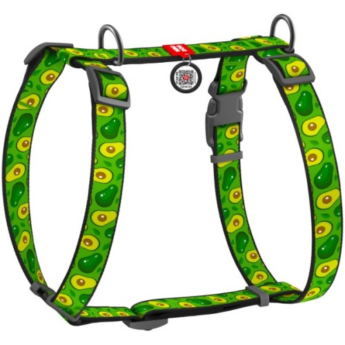Шлея для собак WAUDOG Nylon з QR паспортом анатомічна H-подібна "Авокадо" S (5612)