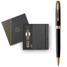 Ручка кулькова Parker SONNET 17 Black Lacquer GT BP + блокнот Parker + подар.упак. GIFT24 (86 032b24)