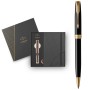 Ручка кулькова Parker SONNET 17 Black Lacquer GT BP + блокнот Parker + подар.упак. GIFT24 (86 032b24)