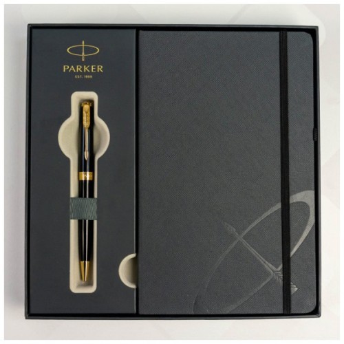 Ручка кулькова Parker SONNET 17 Black Lacquer GT BP + блокнот Parker + подар.упак. GIFT24 (86 032b24)