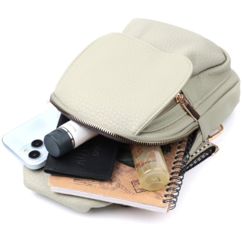 Сумка Vintage Жіноча З однією лямкою через плече з крупнозернистої екошкіри Фісташкова (22765)