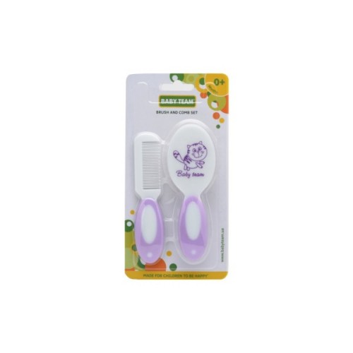 Набір для догляду за дитиною Baby Team гребінець і щітка з натуральної щетин (7106_фиолетовый)