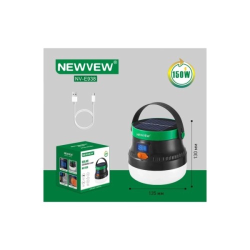 Ліхтар NEWVEW NV-E938 150W Solar Panel 7800mAh Green (NWVW-NV-E938-GN)
