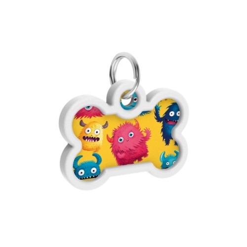 Адресник для тварин WAUDOG Smart ID з QR паспортом "Мохнаті монстри", кістка 40х28 мм (231-4050)