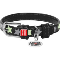Нашийник для тварин WAUDOG Glamour з QR паспортом "Зірочка" XS Ш 12 мм Д 19-25 см чорний (35831)