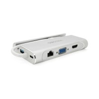 Концентратор VEGGIEG USB-C 5-in-1 USB-C + 3xUSB 3.0 + HDMI + RJ45 0.1m silver (TC07-S)