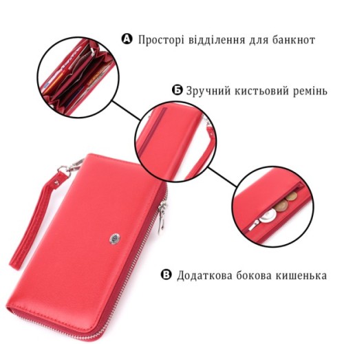 Гаманець ST Leather З натуральної шкіри Червоний (22561)