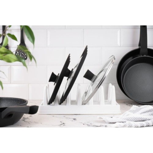 Аксесуар кухонний Ardesto Підставка для кришок, 35х15.2х11.7см, пластик, білий (AR4035L)