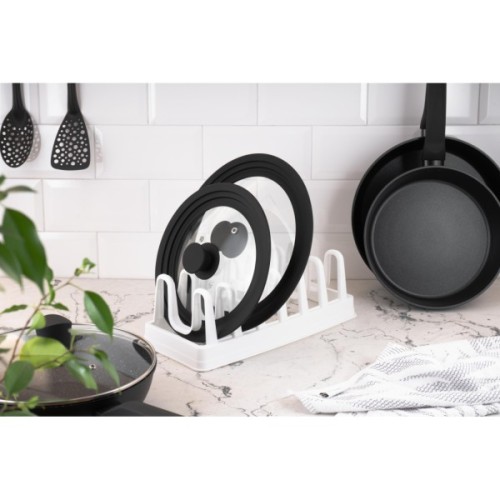 Аксесуар кухонний Ardesto Підставка для кришок, 35х15.2х11.7см, пластик, білий (AR4035L)