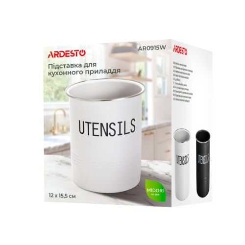Підставка для кухонного приладдя Ardesto Midori 12х15.5см, метал, білий (AR0915W)