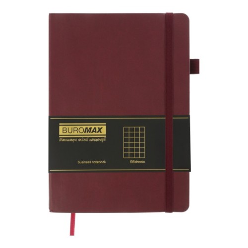 Книга записна Buromax Brief 96 аркушів А5 у клітинку темно-червоний (BM.295104-13)