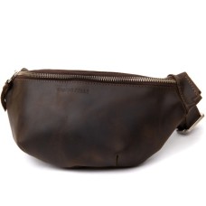 Сумка Grande Pelle Бананка у вінтажній шкірі Коричнева (11154)