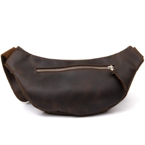 Сумка Grande Pelle Бананка у вінтажній шкірі Коричнева (11154)