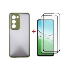 Чохол до мобільного телефона Dengos Oppo A5 4G Case Matte + 2 Glass (Olive Green) (DG-CTG2P-20)