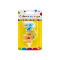 Свічка Maxi двостороння "3" із зображенням динозаврів висотою 7,62 см (MX622099-3)