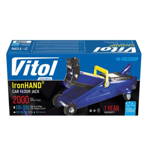 Домкрат Iron Hand IH-135335DP, підкатний, гідравлічний, 2т, min 135мм, max 335мм (IH-135335DP)