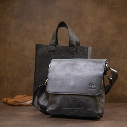 Сумка Grande Pelle Шкіряна чоловіча Темно-синя (11433)