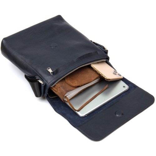 Сумка Grande Pelle Шкіряна чоловіча Темно-синя (11433)