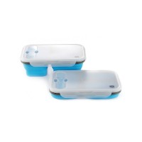 Ланч-бокс СИЛА складаний з кришкою-засувкою та ловилкою блакитний 350/350/650 мл (960567)