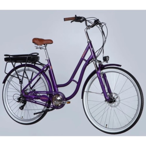 Електровелосипед Dorozhnik 28" eCORAL DD FR рама-19" 48B 13А*г 500Вт 2026 фіолетово-синій (ELB-D-28-116)