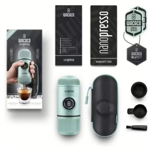 Кавоварка кемпінгова Wacaco Nanopresso з чохлом блакитна (WNANOBLUE)