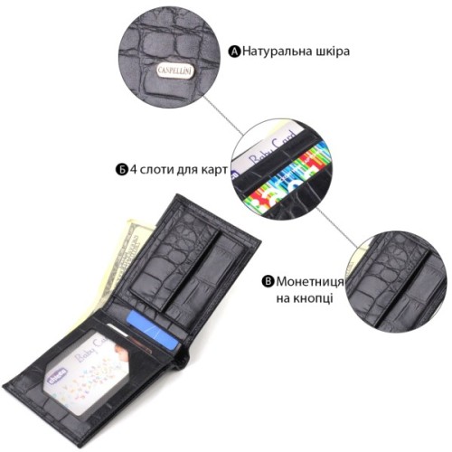 Гаманець Canpellini З натуральної шкіри Чорний (21766)