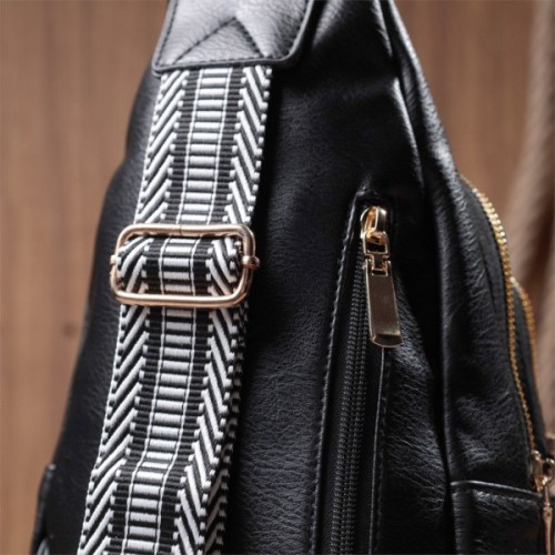 Сумка Vintage Жіноча з однією лямкою через плече з екошкіри Чорна (22759)