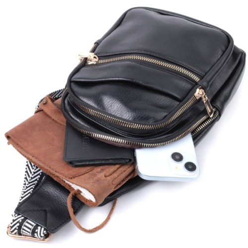 Сумка Vintage Жіноча з однією лямкою через плече з екошкіри Чорна (22759)