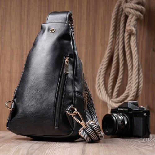 Сумка Vintage Жіноча з однією лямкою через плече з екошкіри Чорна (22759)