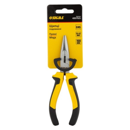 Плоскогубці Sigma довгогубці прямі 160мм Standard (4357521) (4357521)
