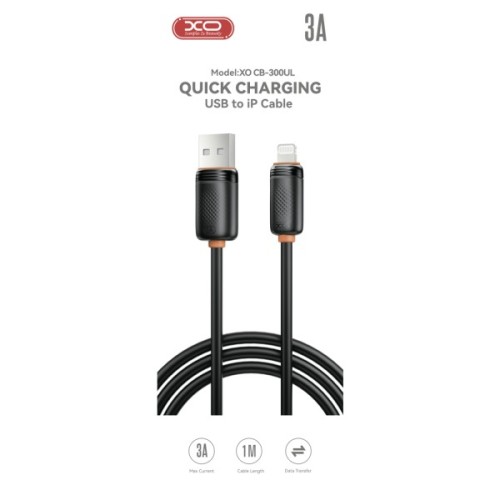 Дата кабель USB 2.0 AM to Lightning 1.0m 3A black XO (XO-CB-300UL-BK)