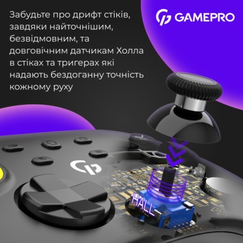 Геймпад GamePro із зарядною станцією BT 5.3/USB/2.4 ГГц (Switch/PC/iOS/Android) RGB Black (GPX13BDOC)