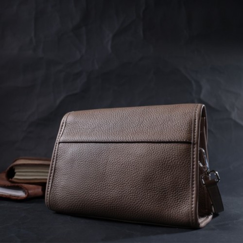 Сумка Vintage Шкіряна жіноча з напівкруглим клапаном Бежева (22257)