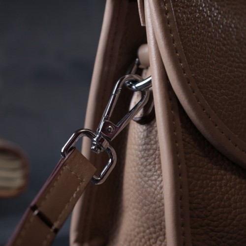 Сумка Vintage Шкіряна жіноча з напівкруглим клапаном Бежева (22257)