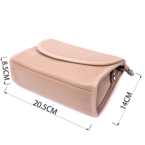 Сумка Vintage Шкіряна жіноча з напівкруглим клапаном Бежева (22257)