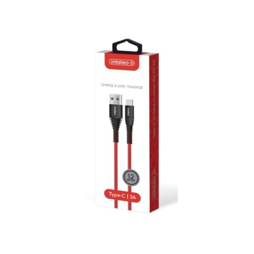 Дата кабель USB 2.0 AM to USB-C 1.2m Red Intaleo (1283126559464)