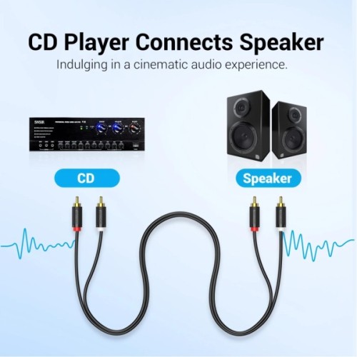 Кабель мультимедійний 2xRCA M to 2xRCA M 1.0m black Vention (VAB-R06-B100)