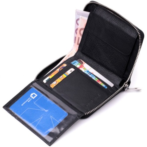 Гаманець ST Leather З натуральної шкіри Чорний (22449)