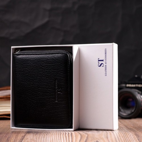 Гаманець ST Leather З натуральної шкіри Чорний (22449)