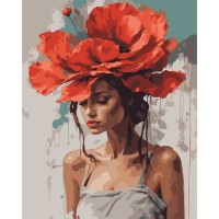 Картина по номерам Santi Дівчина з червоною квіткою 40х50 (955744)