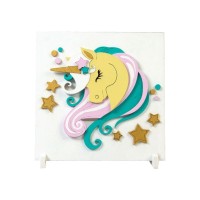 Набір для творчості Rosa Talent Картина 3D Зіркова єдиноріжка ДВП ґрунтоване 18х18 см (4823098535690)