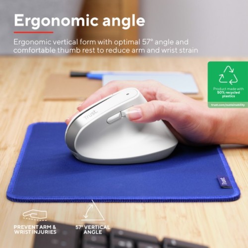 Мишка Trust Bayo+ Ergonomic Wireless/Bluetooth White (25399)