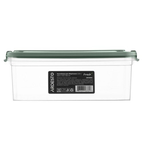 Харчовий контейнер Ardesto Fresh 2.8л, пластик, прямокутна, зелений (AR1306G)