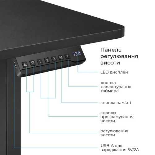 Комп'ютерний стіл OfficePro ODE1880B Black (ODE1880B)