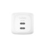 Зарядний пристрій Belkin 2xUSB-C PD50W GaN PPS + cable USB-C to USB-C 1.0m white (WCH019KQ1MWH-B6)