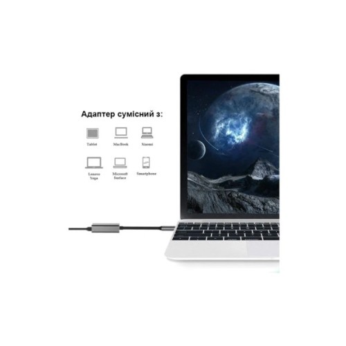 Перехідник USB-C to VGA F USB 3.0 Full HD 1080p 60Hz dark gray Dynamode (DM-AD-USB-C-VGA)