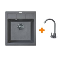 Мийка кухонна Adamant Brick сірий + змішувач (4824296209204)