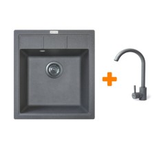 Мийка кухонна Adamant Brick сірий + змішувач (4824296209204)